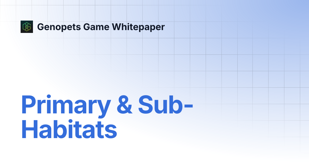 Primary & Sub-Habitats | Genopets Game Whitepaper